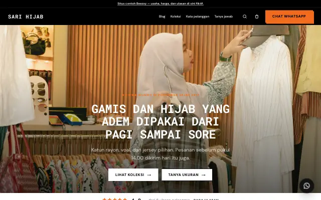 Tampilan tema Derap