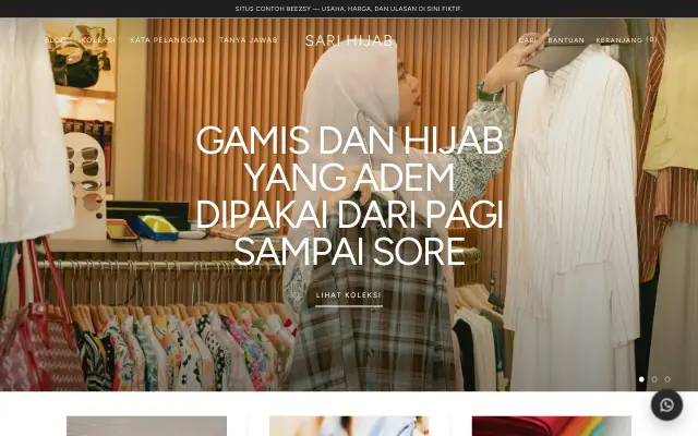 Tampilan tema Gaun
