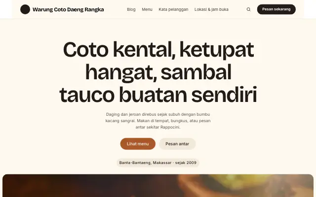 Tampilan tema Hidang