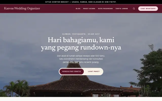 Tampilan tema Kasih