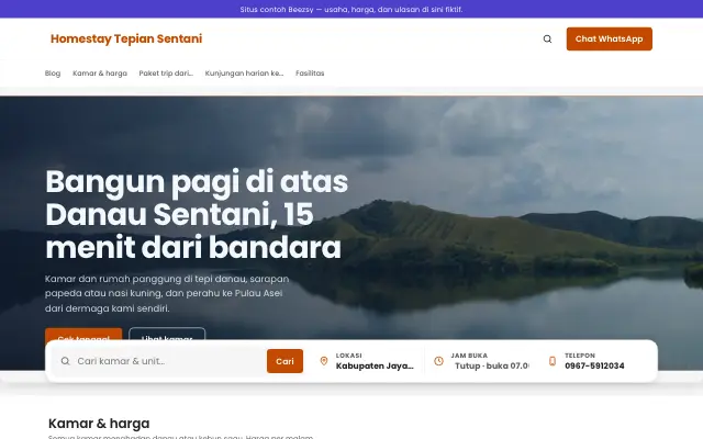 Tampilan tema Pelancong