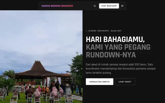 Tampilan tema Pesta