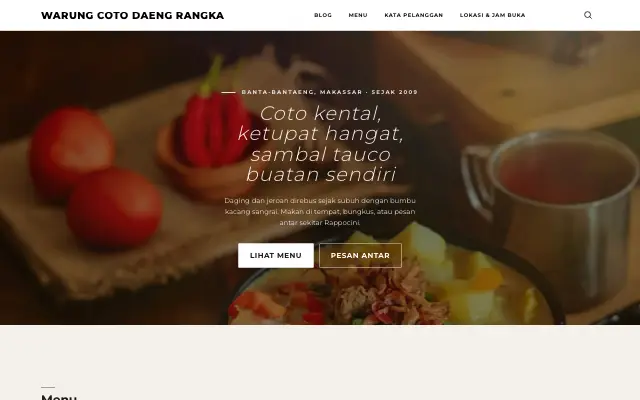 Tampilan tema Seduh