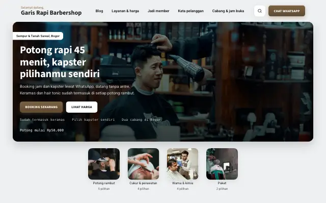 Tampilan tema Sisir